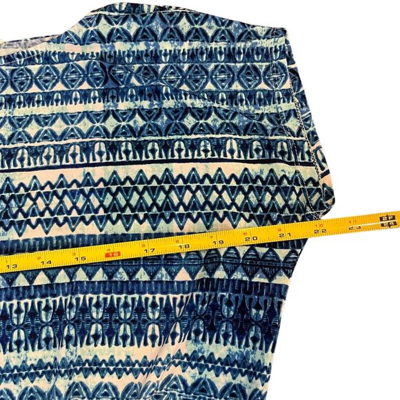 BODEN Womens Small Short Sleeve Blue White Aztec Tunic Cinched Waist Boho Spring - Picture 3 of 9